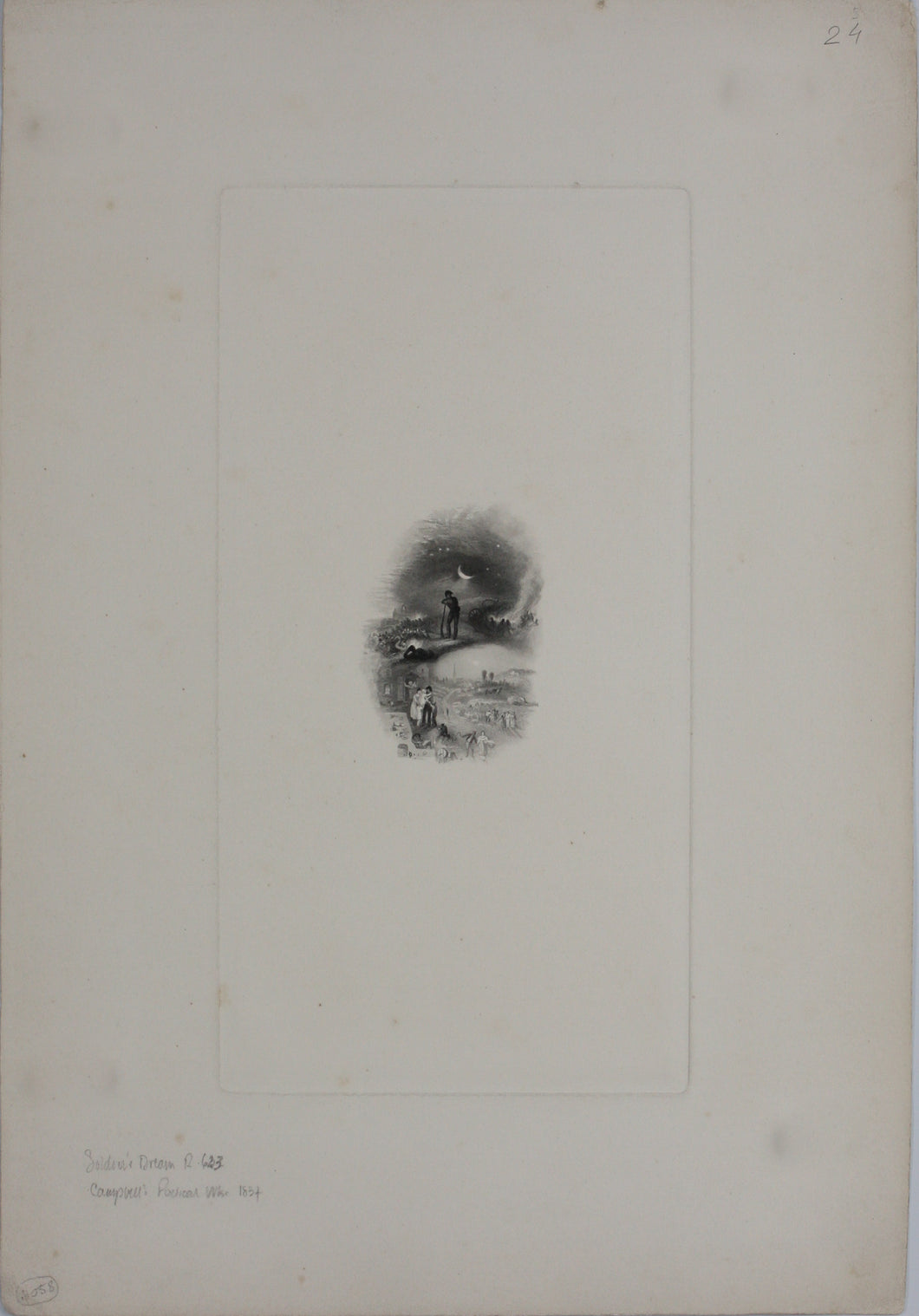 Joseph Mallord William Turner, after. The Soldier's Dream. Engraved by Edward Goodall. 1837.