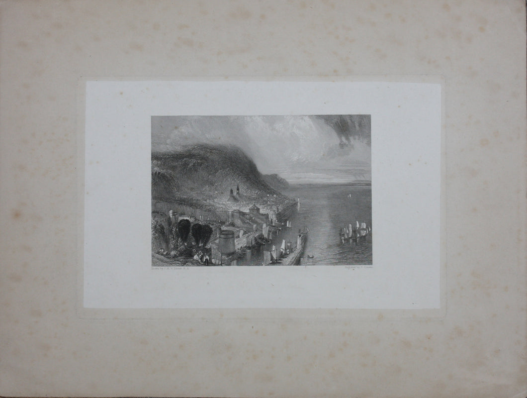 Joseph Mallord William Turner, after. Honfleur. Engraved by John Cousen. 1834.