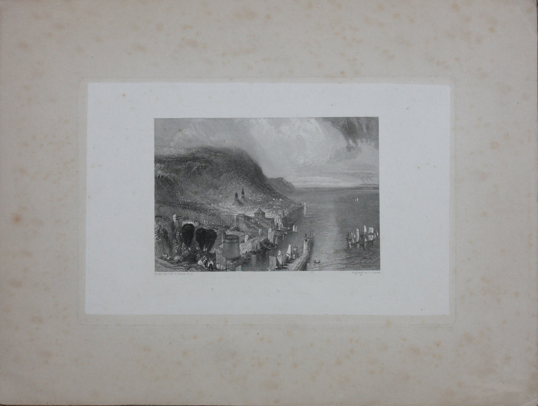 Joseph Mallord William Turner, after. Honfleur. Engraved by John Cousen. 1834.