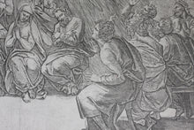 Load image into Gallery viewer, Raphael, after. The Pentecost. Engraving by Jacopo Caraglio. 1520-1539.
