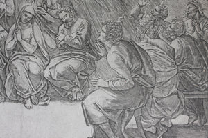 Raphael, after. The Pentecost. Engraving by Jacopo Caraglio. 1520-1539.
