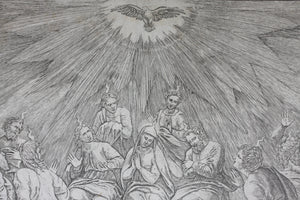 Raphael, after. The Pentecost. Engraving by Jacopo Caraglio. 1520-1539.
