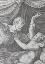 Load image into Gallery viewer, Titian, after. Cornelis Cort, after. Tarquin and Lucretia. Engraving. c. 1642 - before 1691.
