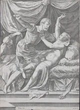 Load image into Gallery viewer, Titian, after. Cornelis Cort, after. Tarquin and Lucretia. Engraving. c. 1642 - before 1691.
