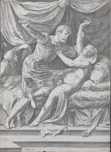 Titian, after. Cornelis Cort, after. Tarquin and Lucretia. Engraving. c. 1642 - before 1691.