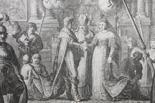 Load image into Gallery viewer, Nicolaes Moyaert, after. The Marriage of Henry IV and Marie de Medici. Etching by Pieter Nolpe. 1638.
