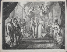 Load image into Gallery viewer, Nicolaes Moyaert, after. The Marriage of Henry IV and Marie de Medici. Etching by Pieter Nolpe. 1638.

