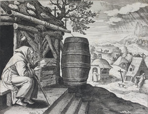 Maarten de Vos, after. 26. Ammon, religious hermit. Etching by Sadeler. Late XVI C.