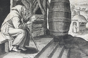 Maarten de Vos, after. 26. Ammon, religious hermit. Etching by Sadeler. Late XVI C.