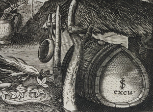 Maarten de Vos, after. 20. Or, religious hermit. Etching by Sadeler. Late XVI C.