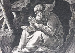 Maarten de Vos, after. 6. Joannes, religious hermit. Etching by Sadeler. Late XVI C.