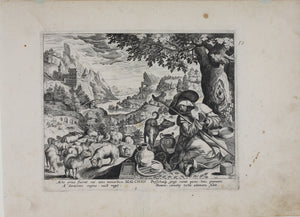 Maarten de Vos, after. 5. Malchus, religious hermit.  Etching by Sadeler. Late XVI C.
