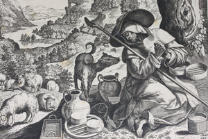 Maarten de Vos, after. 5. Malchus, religious hermit.  Etching by Sadeler. Late XVI C.
