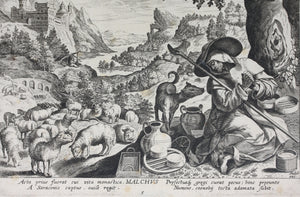 Maarten de Vos, after. 5. Malchus, religious hermit.  Etching by Sadeler. Late XVI C.
