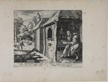 Load image into Gallery viewer, Maarten de Vos, after. 4. Abraham, religious hermit. Etching by Sadeler. Late XVI C.
