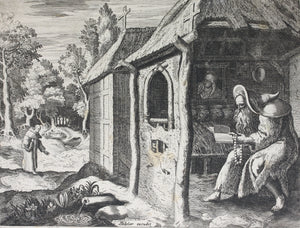 Maarten de Vos, after. 4. Abraham, religious hermit. Etching by Sadeler. Late XVI C.