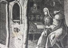 Load image into Gallery viewer, Maarten de Vos, after. 4. Abraham, religious hermit. Etching by Sadeler. Late XVI C.

