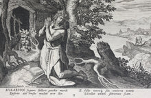 Load image into Gallery viewer, Maarten de Vos, after. 3. Hilarion, religious hermit.  Etching by Sadeler. Late XVI C.
