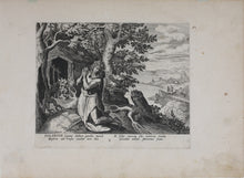 Load image into Gallery viewer, Maarten de Vos, after. 3. Hilarion, religious hermit.  Etching by Sadeler. Late XVI C.

