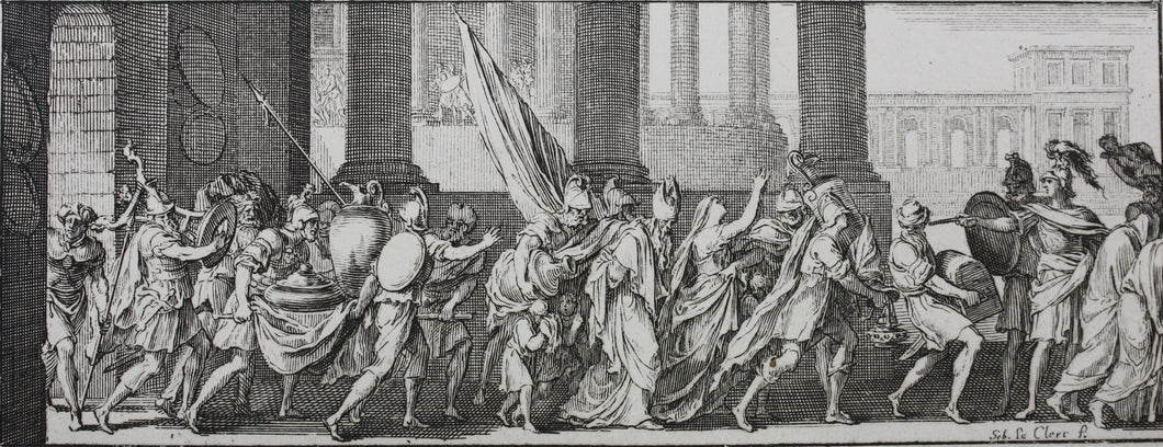 Sébastien Le Clerc. Triumphal Roman procession. Engraving. XVII C. Late impression.