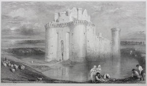 Joseph Mallord William Turner, after. Caerlaverock Castle. Engraved by Edward Goodall. 1834.