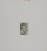 Load image into Gallery viewer, Sebald Beham. Genius holding a coat of arms. Engraving. c.1535.

