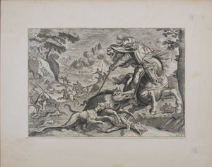 Antonio Tempesta. Boar hunt. Etching. 1608.