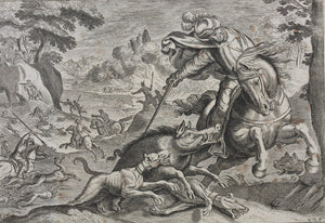 Antonio Tempesta. Boar hunt. Etching. 1608.