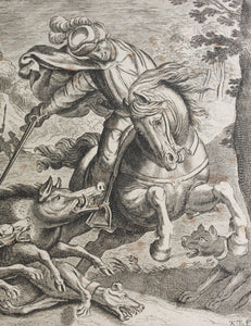 Antonio Tempesta. Boar hunt. Etching. 1608.