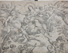 Load image into Gallery viewer, Annibale Carracci, after. Assumption of the Virgin. Etching by Giuseppe Maria Mitelli. 1679.
