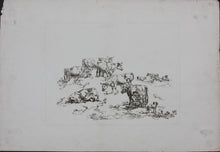 Load image into Gallery viewer, Anton Herzinger. Herd of cows, shepherd, and a dog. Engraving. 1816.
