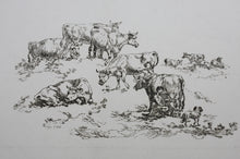 Load image into Gallery viewer, Anton Herzinger. Herd of cows, shepherd, and a dog. Engraving. 1816.
