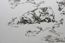Load image into Gallery viewer, Anton Herzinger. Herd of cows, shepherd, and a dog. Engraving. 1816.
