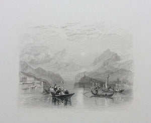 Joseph Mallord William Turner, after. Lake of Como I. Engraved by Edward Goodall. 1830.