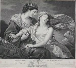 Louise Élisabeth Vigée-Le Brun, after. Innocence taking refuge in the arms of Justice. Engraving by Francesco Bartolozzi. 1783.