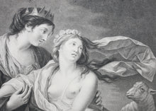 Load image into Gallery viewer, Louise Élisabeth Vigée-Le Brun, after. Innocence taking refuge in the arms of Justice. Engraving by Francesco Bartolozzi. 1783.
