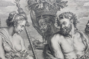 Peter Paul Rubens, after. Diana returning from the Chase. Engraving by Schelte Adamsz Bolswert.  1625-1659.