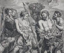 Load image into Gallery viewer, Peter Paul Rubens, after. Diana returning from the Chase. Engraving by Schelte Adamsz Bolswert.  1625-1659.
