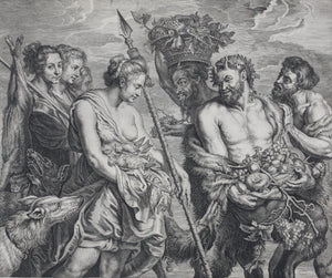 Peter Paul Rubens, after. Diana returning from the Chase. Engraving by Schelte Adamsz Bolswert.  1625-1659.