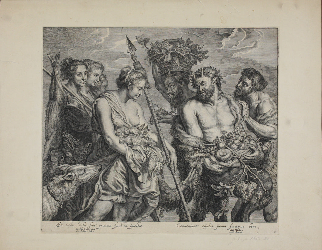 Peter Paul Rubens, after. Diana returning from the Chase. Engraving by Schelte Adamsz Bolswert.  1625-1659.