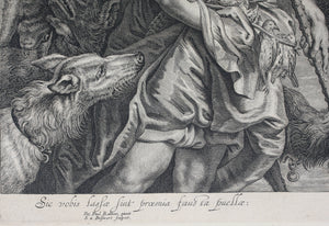 Peter Paul Rubens, after. Diana returning from the Chase. Engraving by Schelte Adamsz Bolswert.  1625-1659.