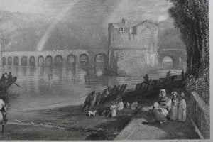 Joseph Mallord William Turner, after. Bridge of Meulan. Engraved by John Cousen. 1835.
