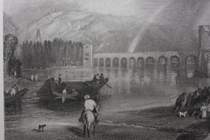Joseph Mallord William Turner, after. Bridge of Meulan. Engraved by John Cousen. 1835.