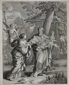 Pietro da Cortona, after. Giuliano Traballesi, after. The return of Hagar to Abraham. Engraving by Carol Faucci. 1766.