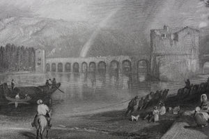 Joseph Mallord William Turner, after. Bridge of Meulan. Engraved by John Cousen. 1835.