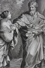 Load image into Gallery viewer, Pietro da Cortona, after. Giuliano Traballesi, after. The return of Hagar to Abraham. Engraving by Carol Faucci. 1766.
