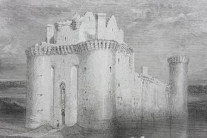 Joseph Mallord William Turner, after. Caerlaverock Castle. Engraved by Edward Goodall. 1834.