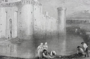 Joseph Mallord William Turner, after. Caerlaverock Castle. Engraved by Edward Goodall. 1834.