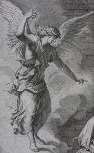 Nicolas Poussin, after. Jacques Stella, after. The dream of St Joseph. Engraving and etching by Francesco Polanzani. 1715-1756.