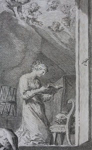 Nicolas Poussin, after. Jacques Stella, after. The dream of St Joseph. Engraving and etching by Francesco Polanzani. 1715-1756.